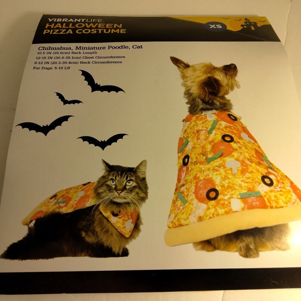 Vibrant Life Dog Cat Costume pizza XSmall Halloween Pet Outfit XS